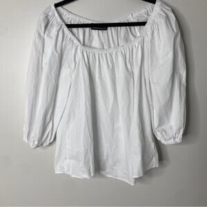 Tuckernuck Pomander Place Classic White Light Puff Sleeve Blouse Shirt Top XS